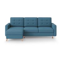 ECKSCHLAFSOFA Vinci mit universelle Ottomane, Dunkelblau - Buchefarben/Dunkelblau, Textil (236/151cm) - Beautysofa