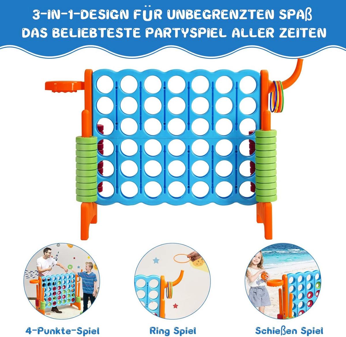 SPIELSET 4 in 1 Riesiges 4 Gewinnt Multicolor - Multicolor, Kunststoff (84/33cm) - COSTWAY