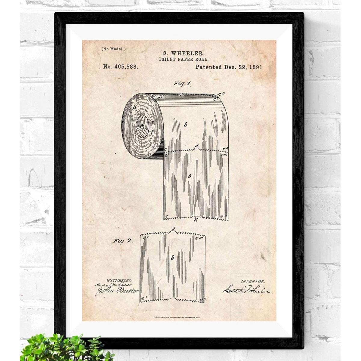 POSTER Vintage Toilettenpapier Patent Vintage Größe A3 Rahmenlos - Klar, Papier (29.7/1cm) - Nacnic