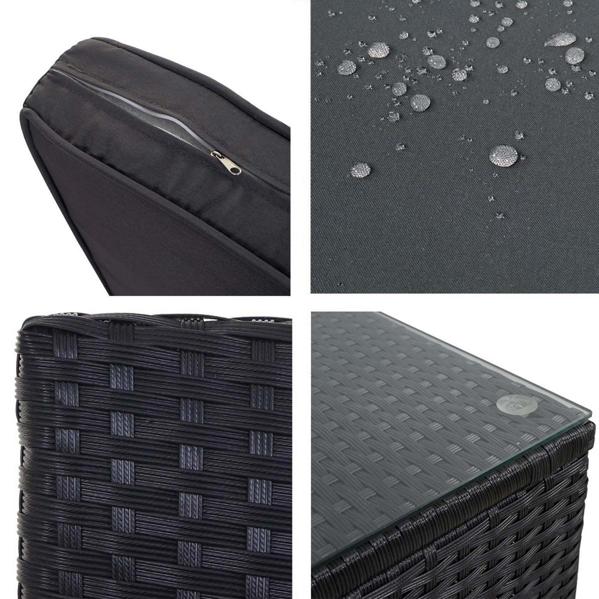 POLY-RATTAN-GARNITUR Anthrazit - Anthrazit, Kunststoff - MCW