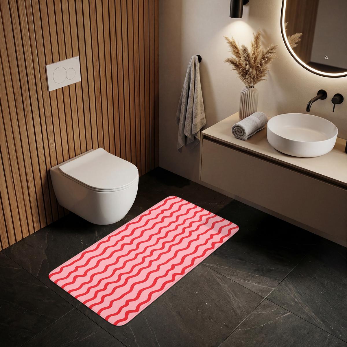 WC-VORLEGER Verspielt - Muster - Rot WC Teppich 120x60 cm - Rosa, Textil (120/1cm) - OnlyWow
