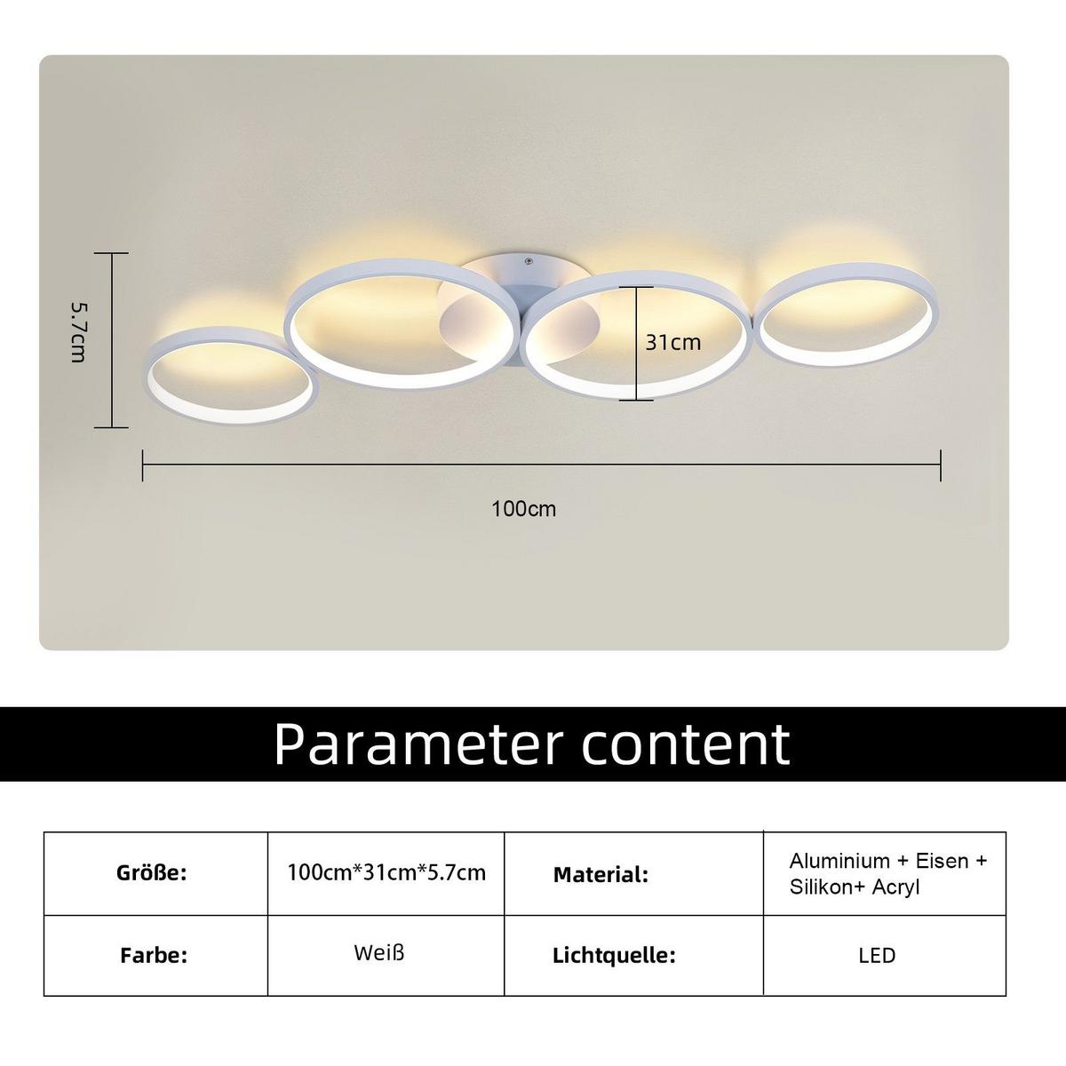 LED-DECKENLEUCHTE Maltby 100/35.5/5.8 cm - Weiß, Metall (35.5/100/5.8cm) - Nettlife