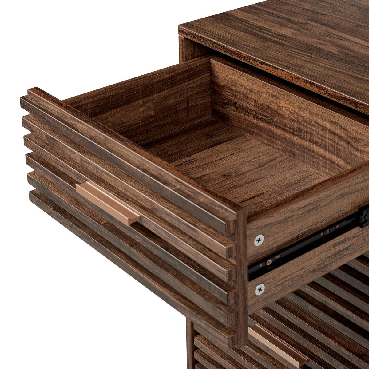 KOMMODE mit 4 Schubladen Dunkelbraun Keith - Braun, Holzwerkstoff (48/90/40cm) - Beliani