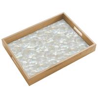 TABLETT Perlglanz - Weiß - Muschel 40x30 cm - Weiß, Holz (40/5/5cm) - OnlyWow