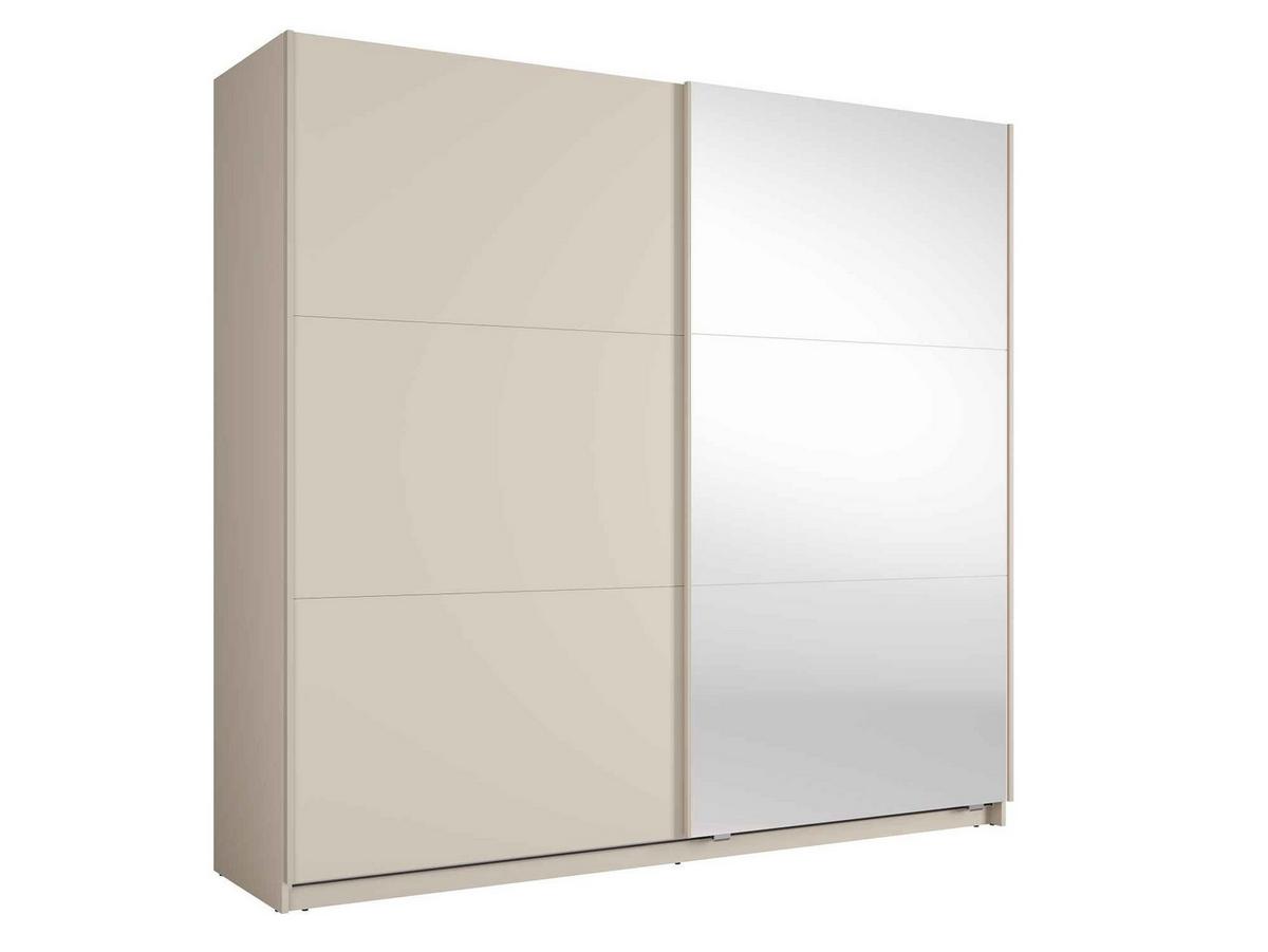 SCHWEBETÜRENSCHRANK RADEN 221/207/60cm 2-türig mit Spiegel Beige - Beige, Holzwerkstoff (221/207/60cm) - MASSENO