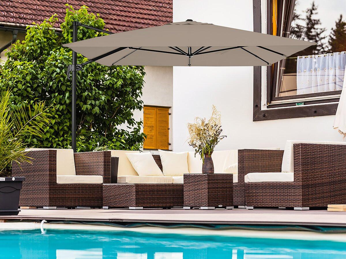 SONNENSCHIRM sky 4 Taupe - Taupe, Metall (278/370cm) - Habitat Garten