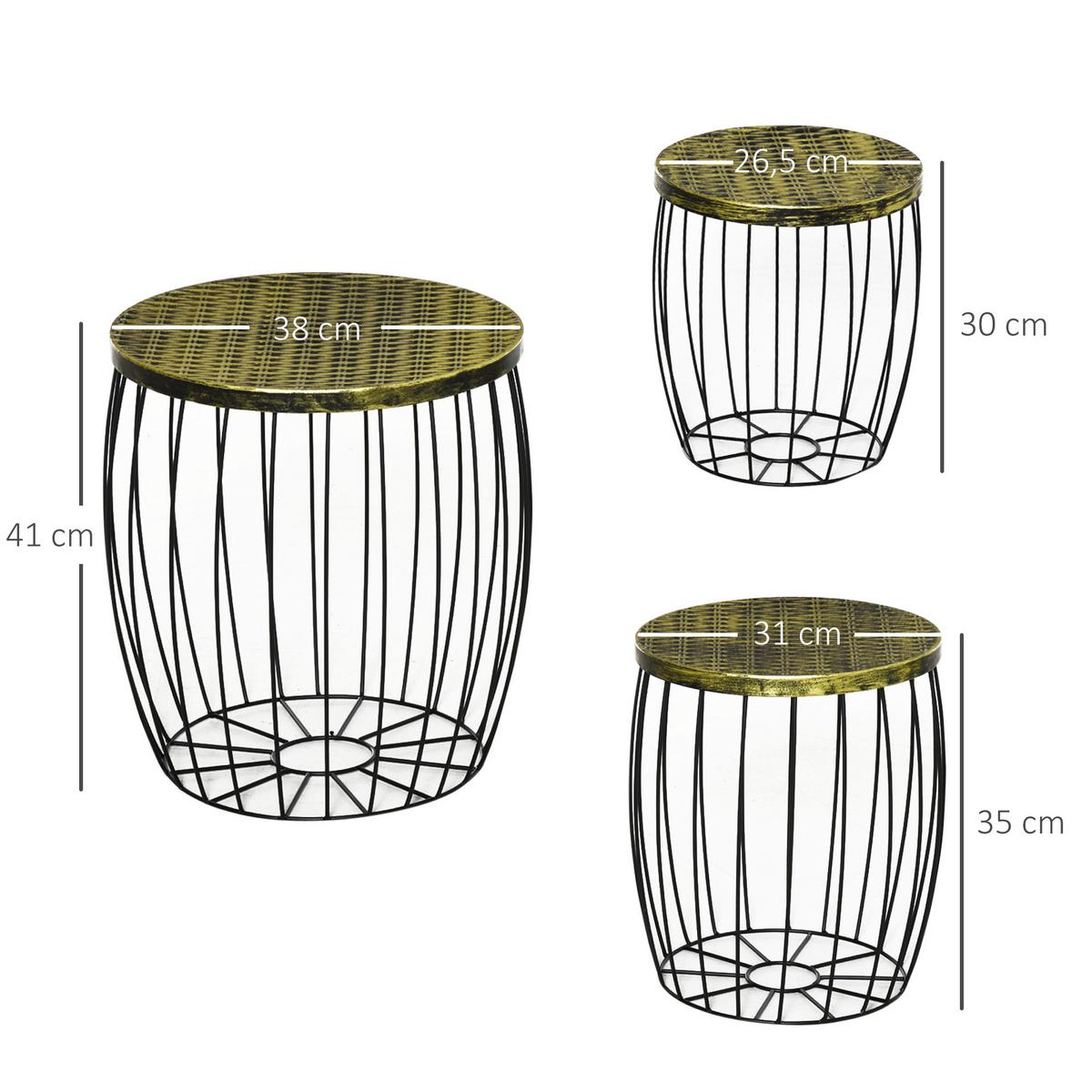 BEISTELLTISCH Metall, Gartentisch rund, Schwarz - Schwarz, Metall (38/38/41cm) - Outsunny