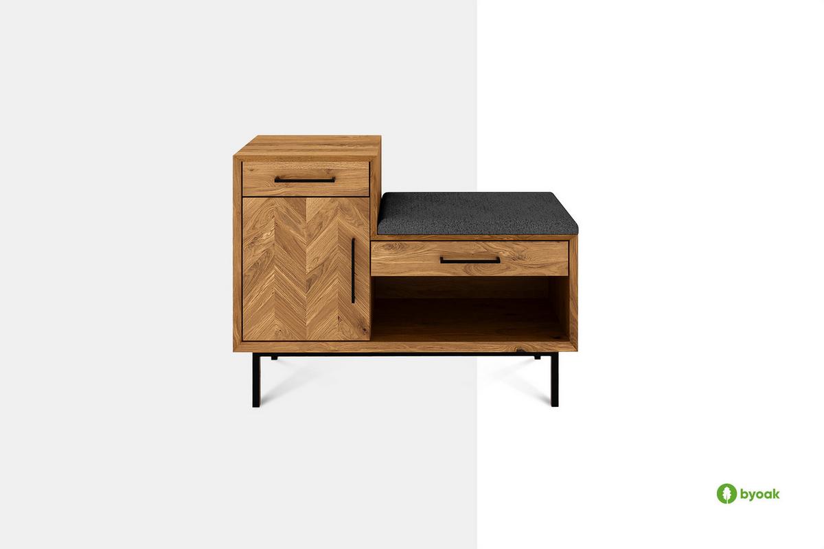 HALLENBANK LEON Wildeiche - Wildeiche, Holz (97/70/36cm) - byoak