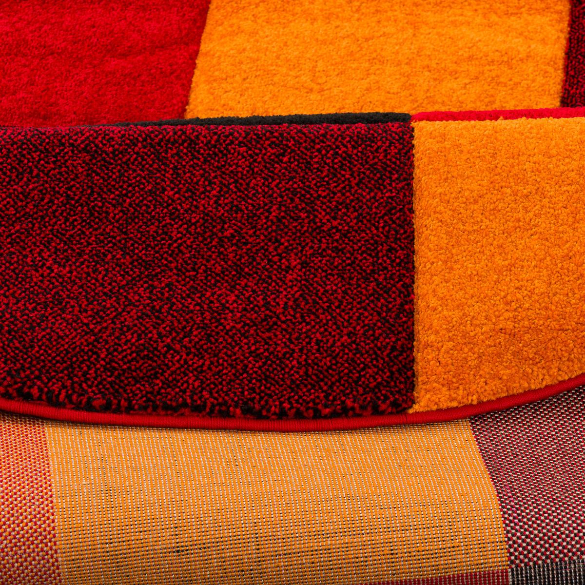 DESIGNER TEPPICH BRILLIANT KARO RUND - Rot/Orange, Textil (120/120cm) - Pergamon