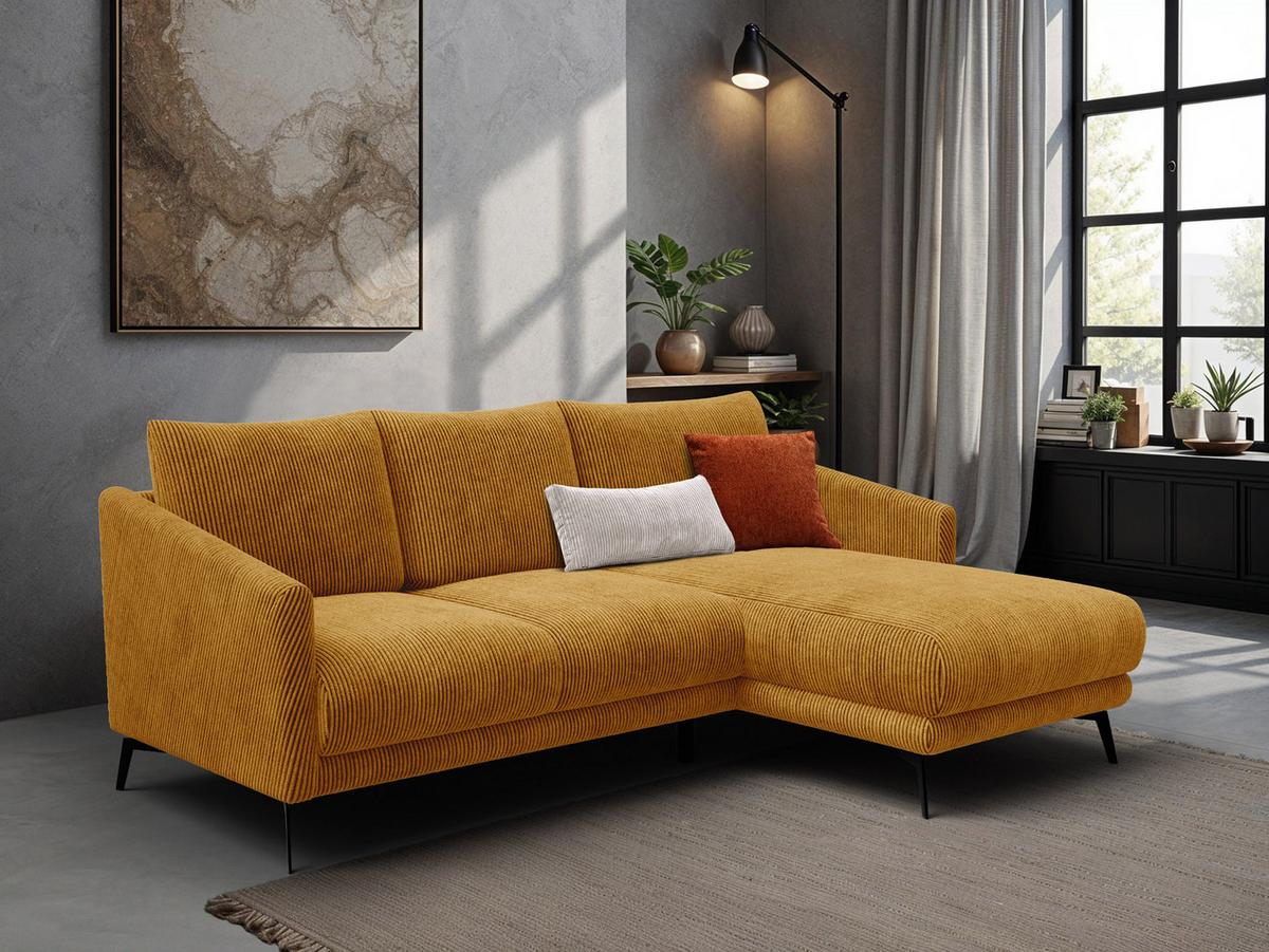 ECKSOFA VILT 3-Sitzer, safran - Gelb/Schwarz, Holzwerkstoff/Textil (221/156cm) - Wozimo