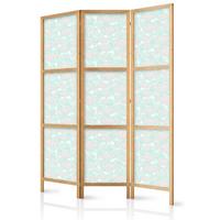 PARAVENT Japanischer 3-tlg 135x172 cm Gepunktete Fische - Grau, Holz/Textil (135/172/3cm) - Muralo