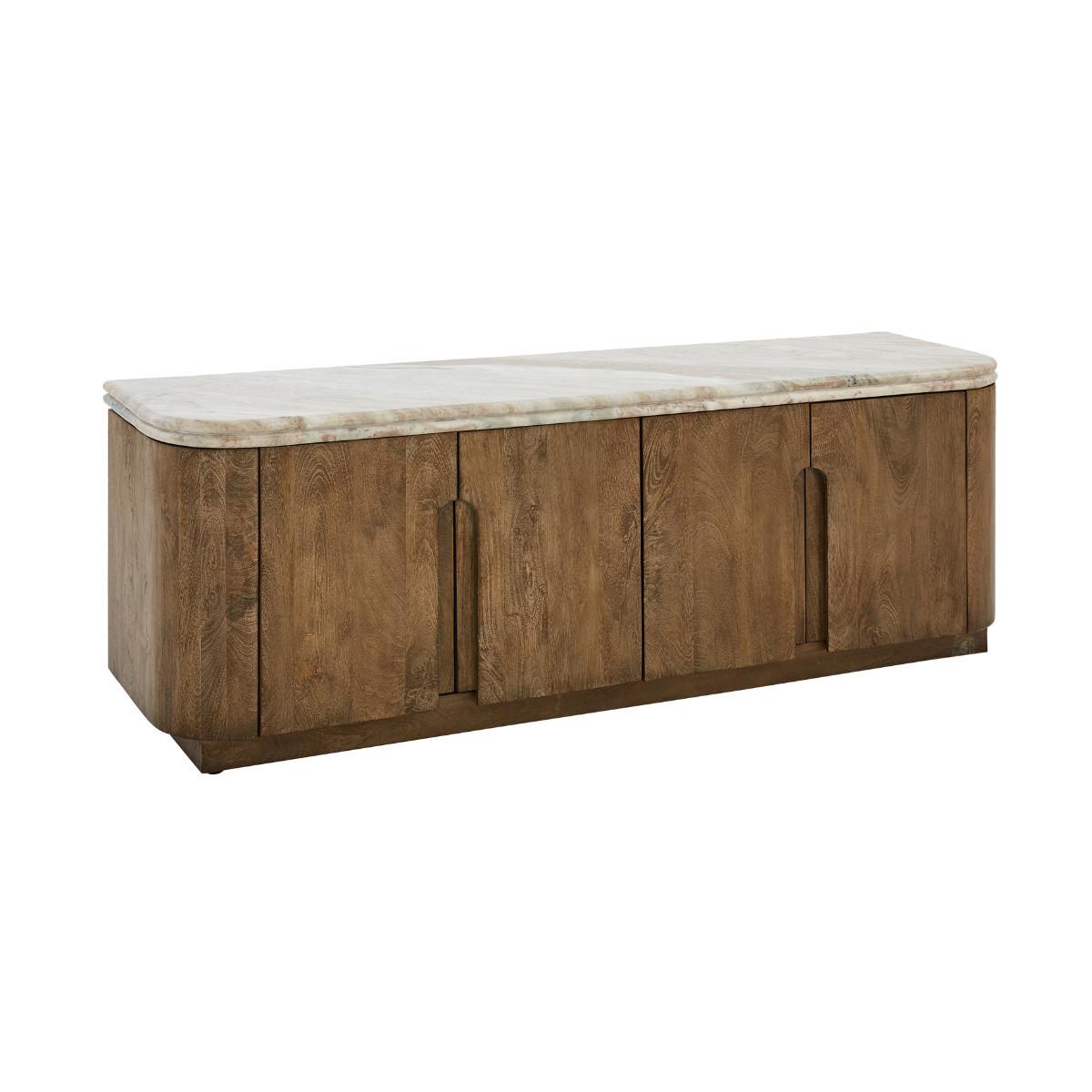 TV-SCHRANK aus Massivholz und Marmor 146/48/42 cm - Beige, Holz (42/48/12cm) - Signature