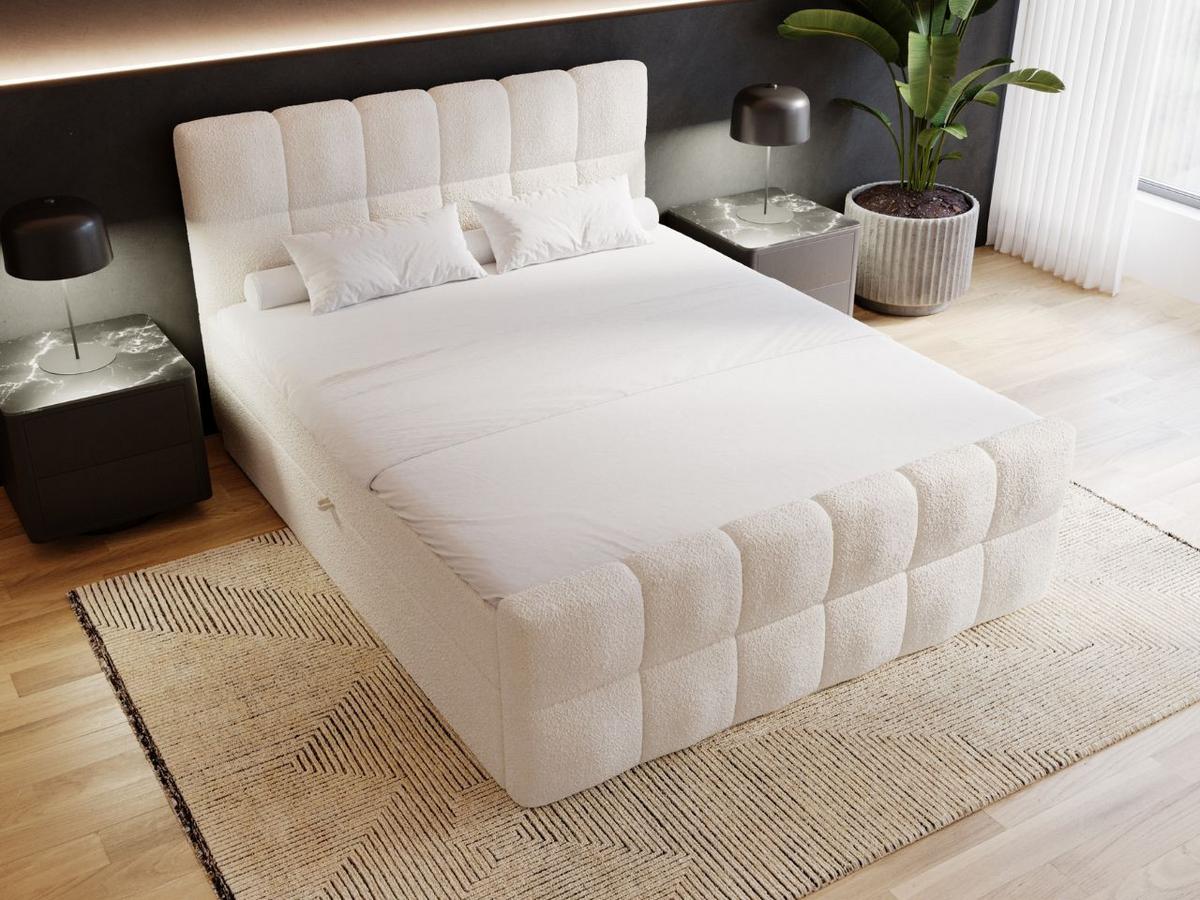 BOXBETT Alicante 140x200 Bouclé-Stoff Creme - Creme, Holz/Textil (140/200cm) - Graingold