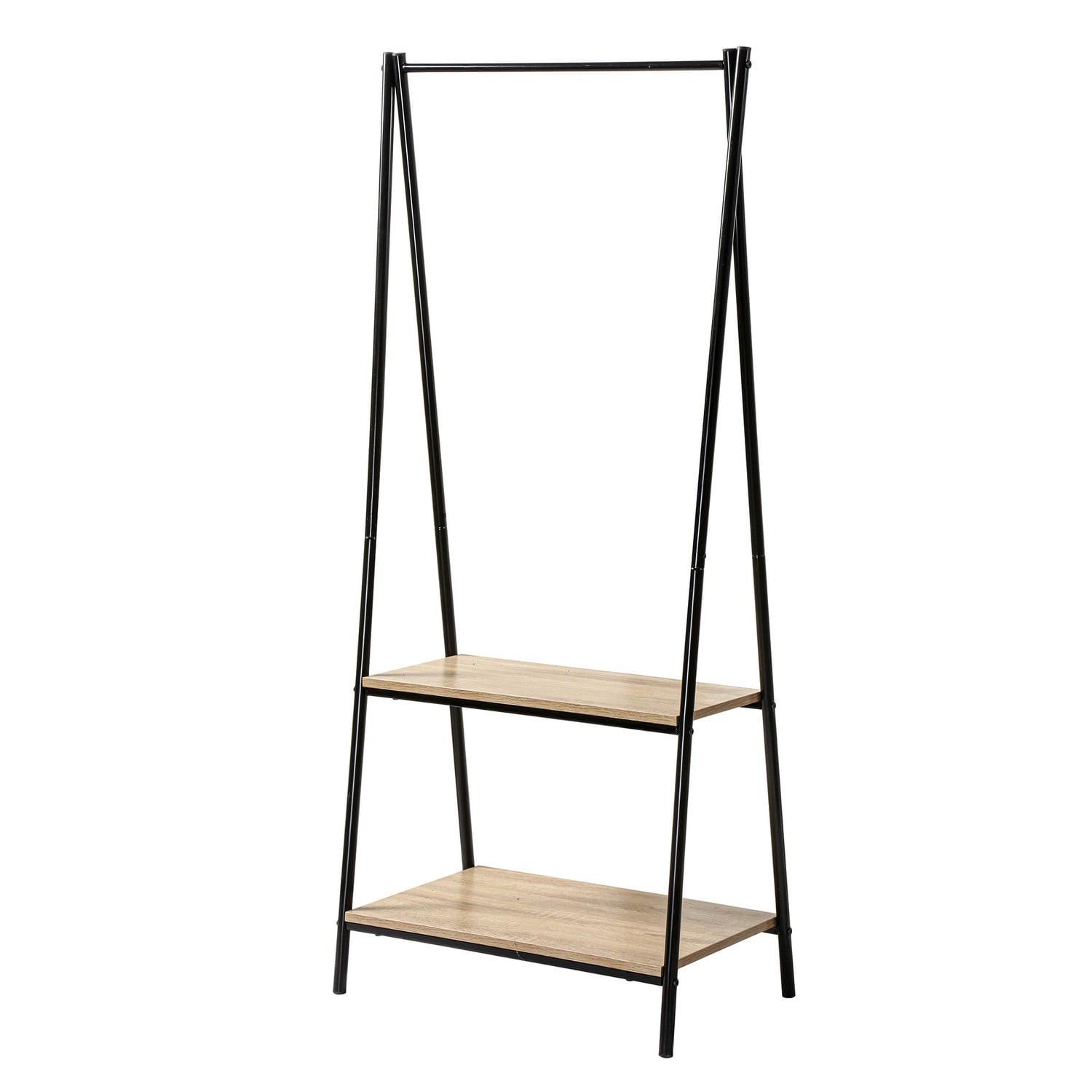 GARDEROBENSTÄNDER mit 2 Regalen - 64.5/40/151 cm - Schwarz, Metall (40/151/6.5cm) - Calicosy