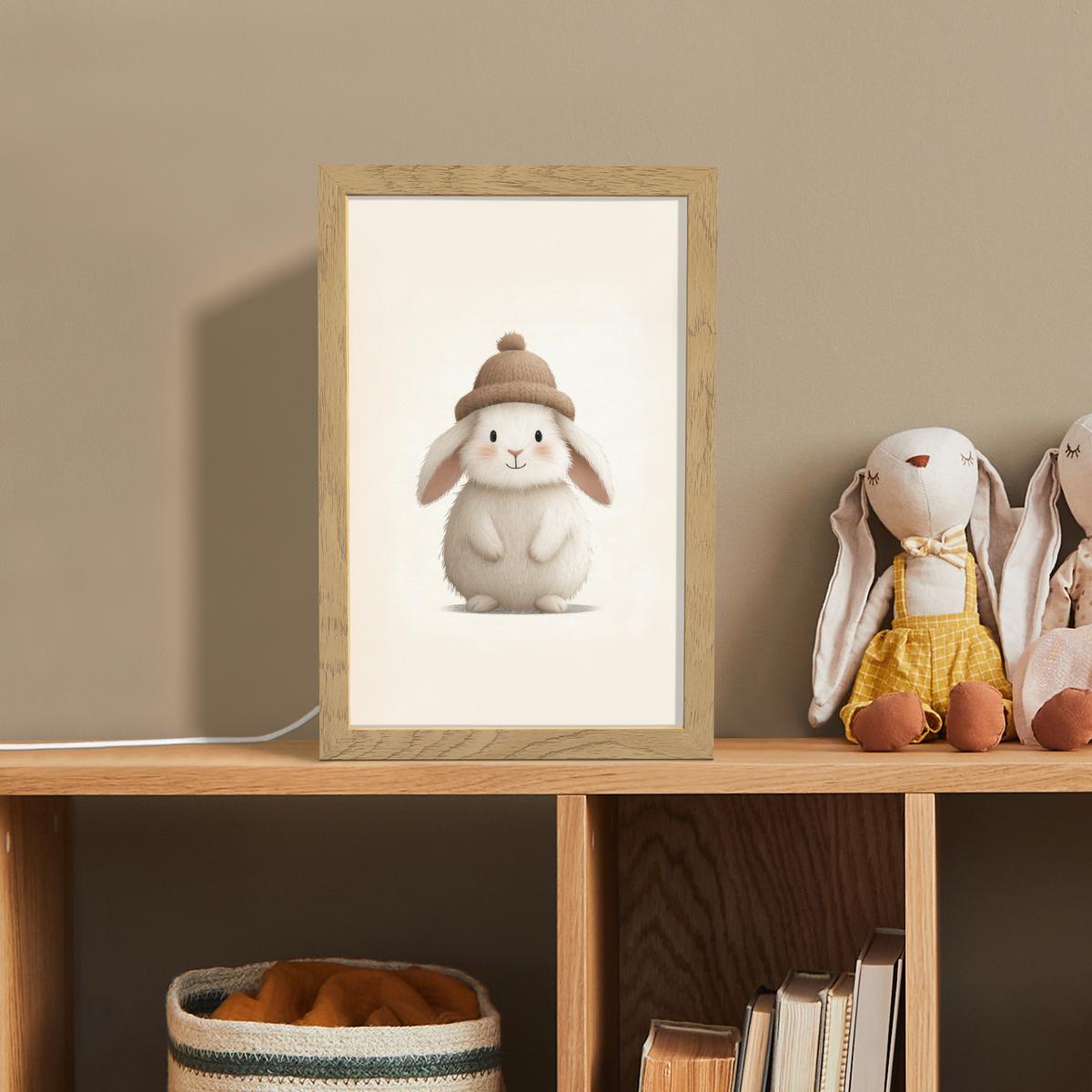 NACHTTISCHLAMPE Kaninchen - Hut - Ohren - Beige 20x30 cm - Creme, Holzwerkstoff (8/20/30cm) - OnlyWow