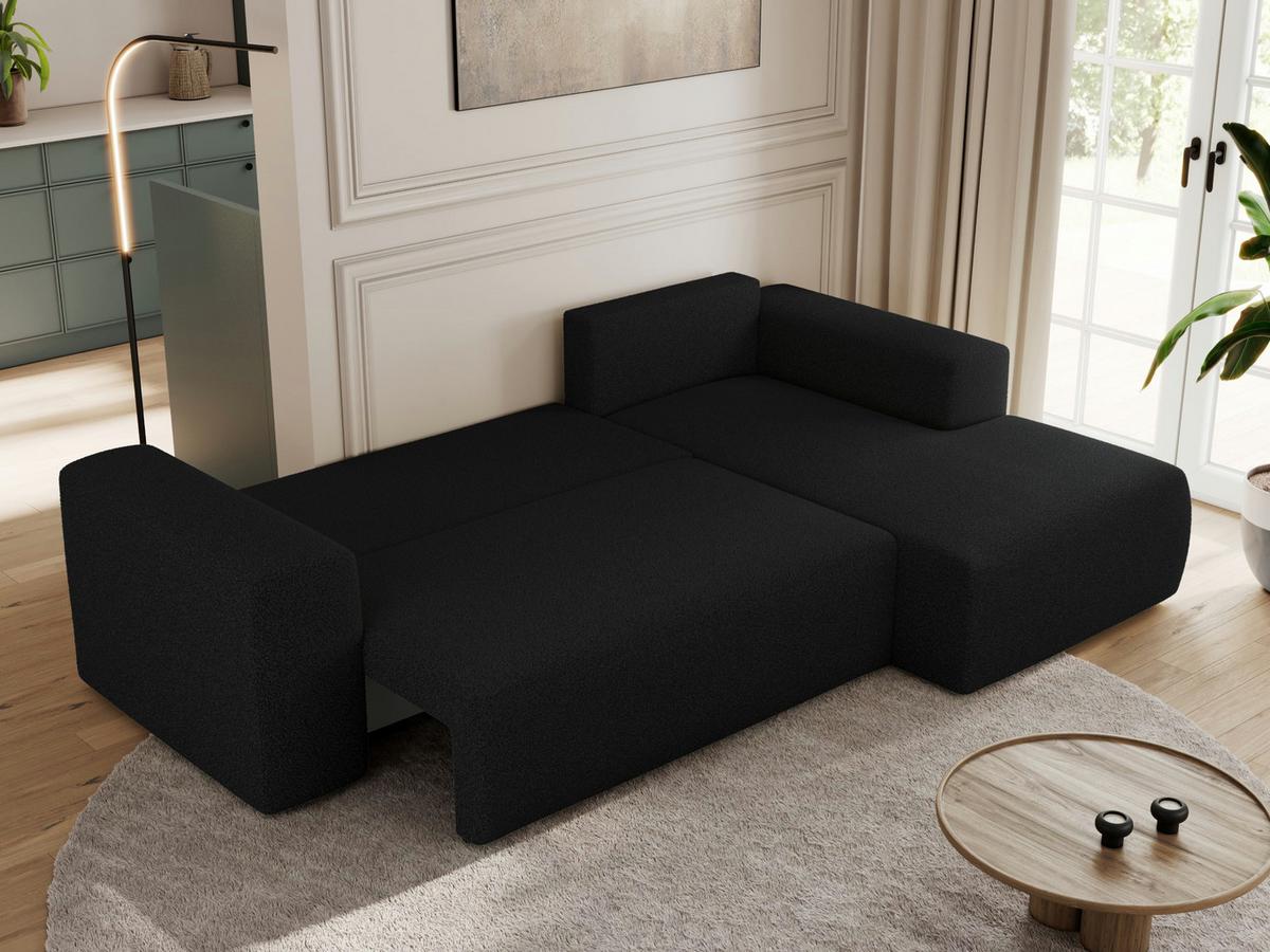 ECKSOFA TRENTINO L Schwarz Boucle - Rechts - Schwarz, Kunststoff/Textil (164/266cm) - MKS