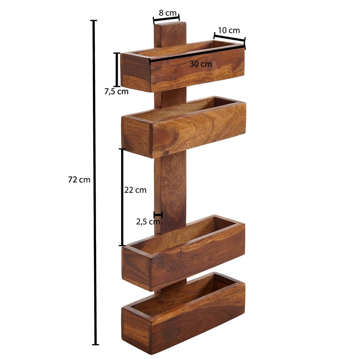 ZEITUNGSSTÄNDER MUMBAI Massivholz mit 2 Fächern Landhausstil, Dunkelbraun 30x10x72 cm - Braun, Holz (30/72/10cm) - KADIMA DESIGN