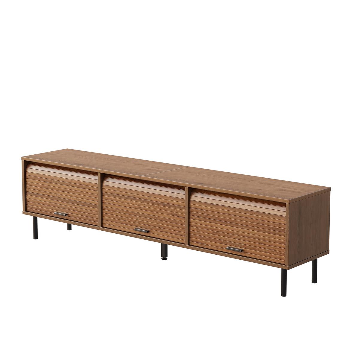 TV-LOWBOARD Walnuss-Optik 180cm mit 3 aufschiebbaren Türen & Metallfüßen - Walnussfarben, Holzwerkstoff (180/55/40cm) - Urban Meuble