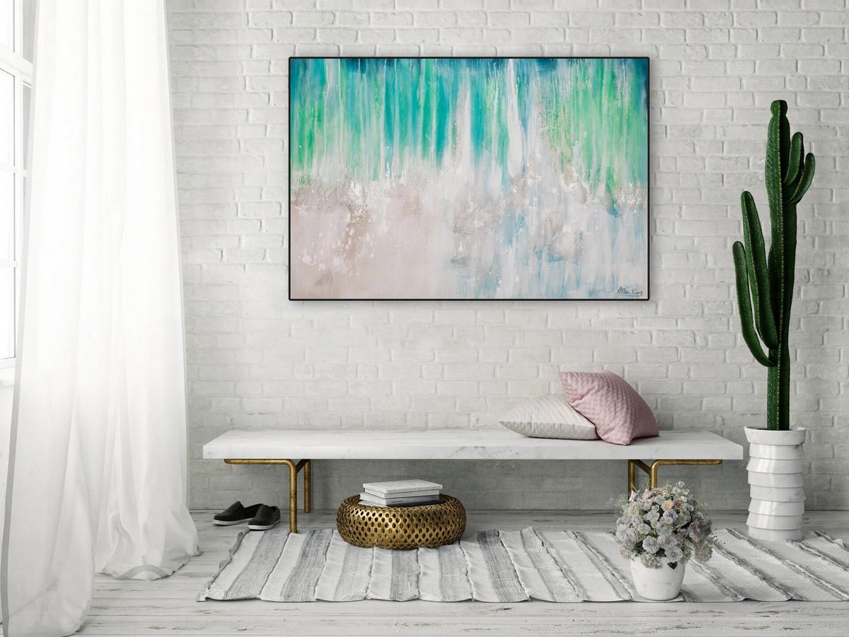 ACRYLBILD HANDGEMALT 120/80 cm - Blau, Holz/Textil (120/80cm) - KUNSTLOFT