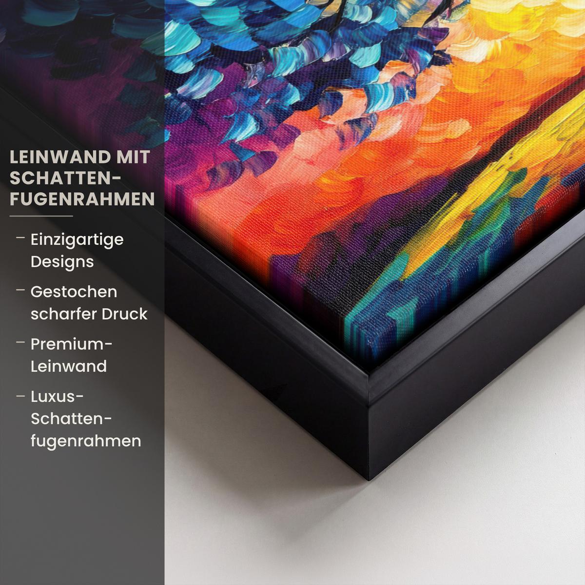 LEINWAND Bilder mit Rahmen - Baum - Kunst - Natur - Sonnenuntergang - 30x20 - Multicolor, Textil (30/20cm) - MuchoWow