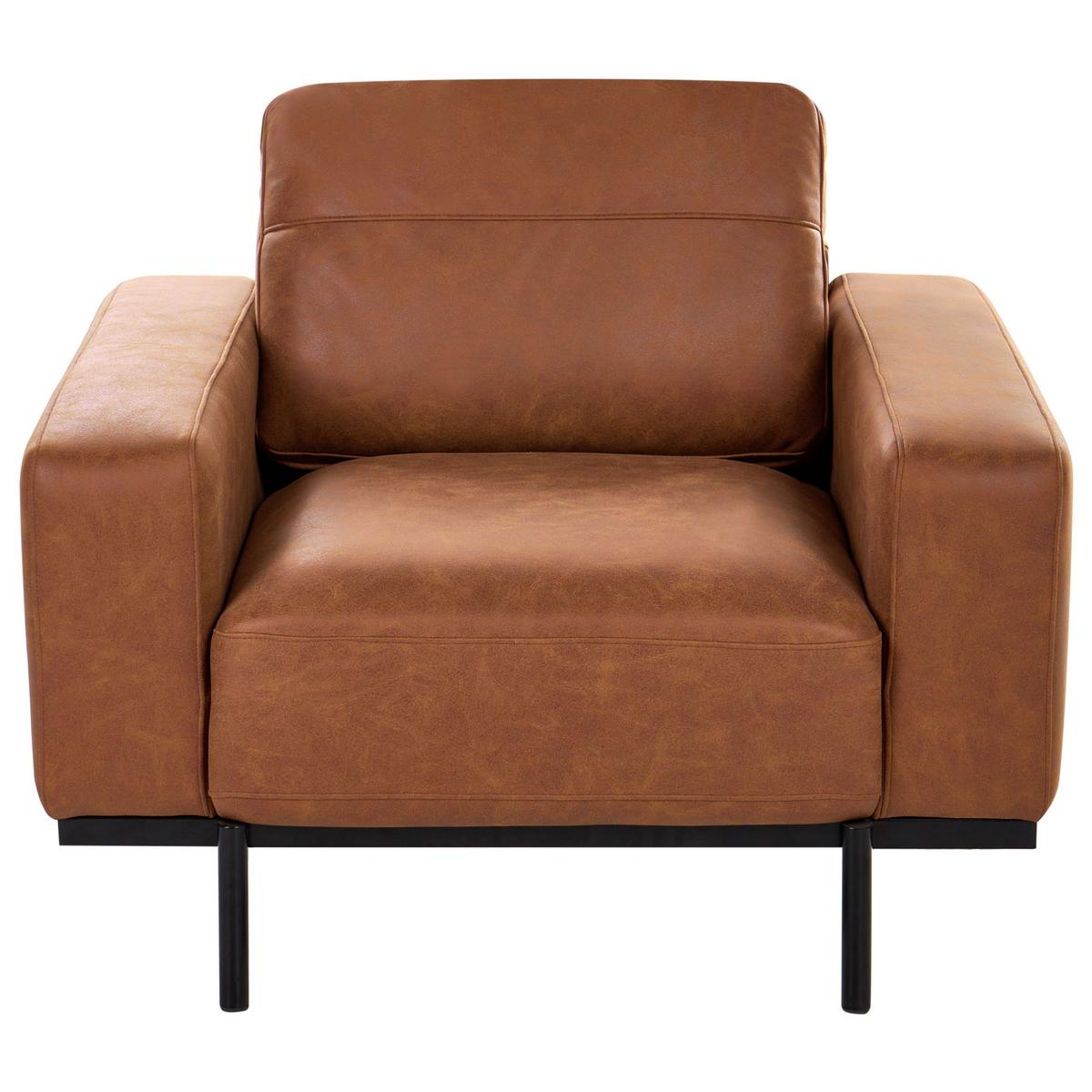SESSEL Kunstleder Braun Sovik - Braun, Kunststoff/Metall (95/72/87cm) - Beliani