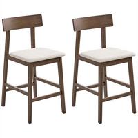 BARSTUHL 2er-Set Holz Dunkelbraun/Taupe Isanti - Dunkelbraun, Holz (44/92/54cm) - Beliani