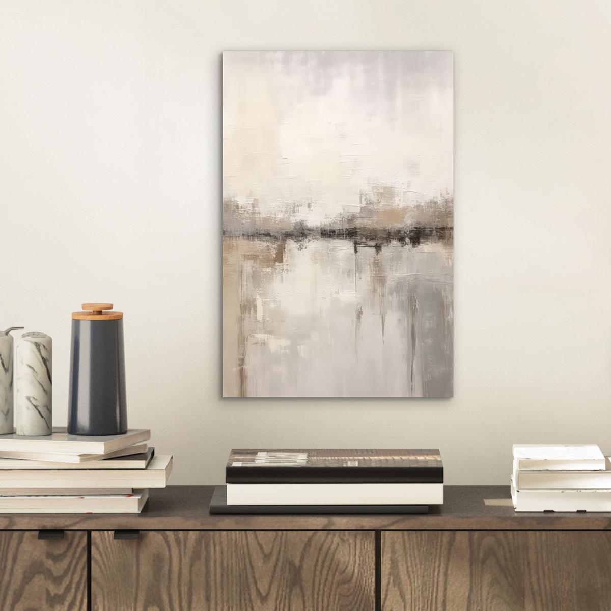 METALLBILD Moderne Kunst - Abstrakt - Beige 20x30 cm - Beige, Metall (20/30cm) - MuchoWow