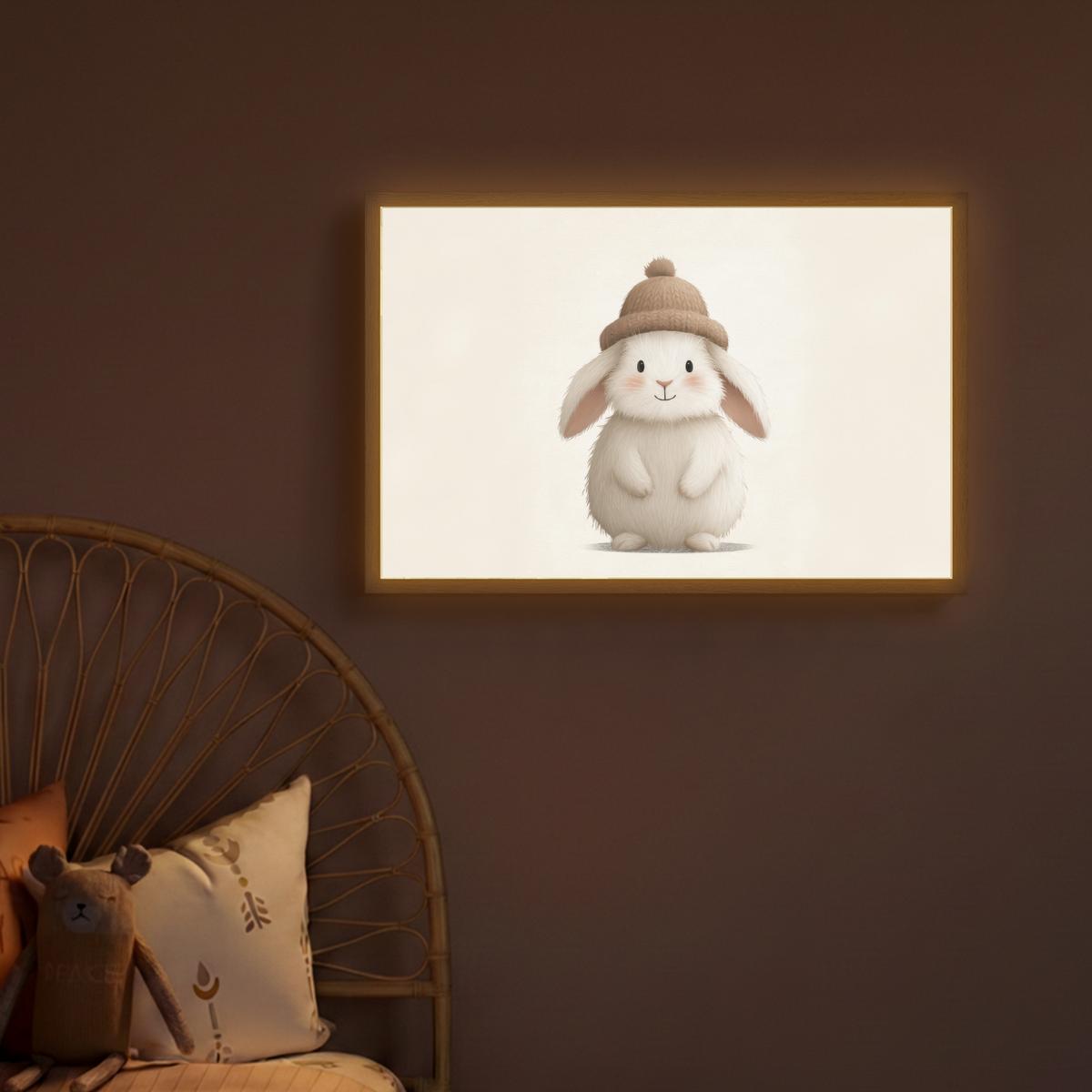 NACHTTISCHLAMPE MIT AKKU Kaninchen - Hut - Ohren - Beige 60x40 cm - Creme, Holzwerkstoff (8/60/40cm) - OnlyWow