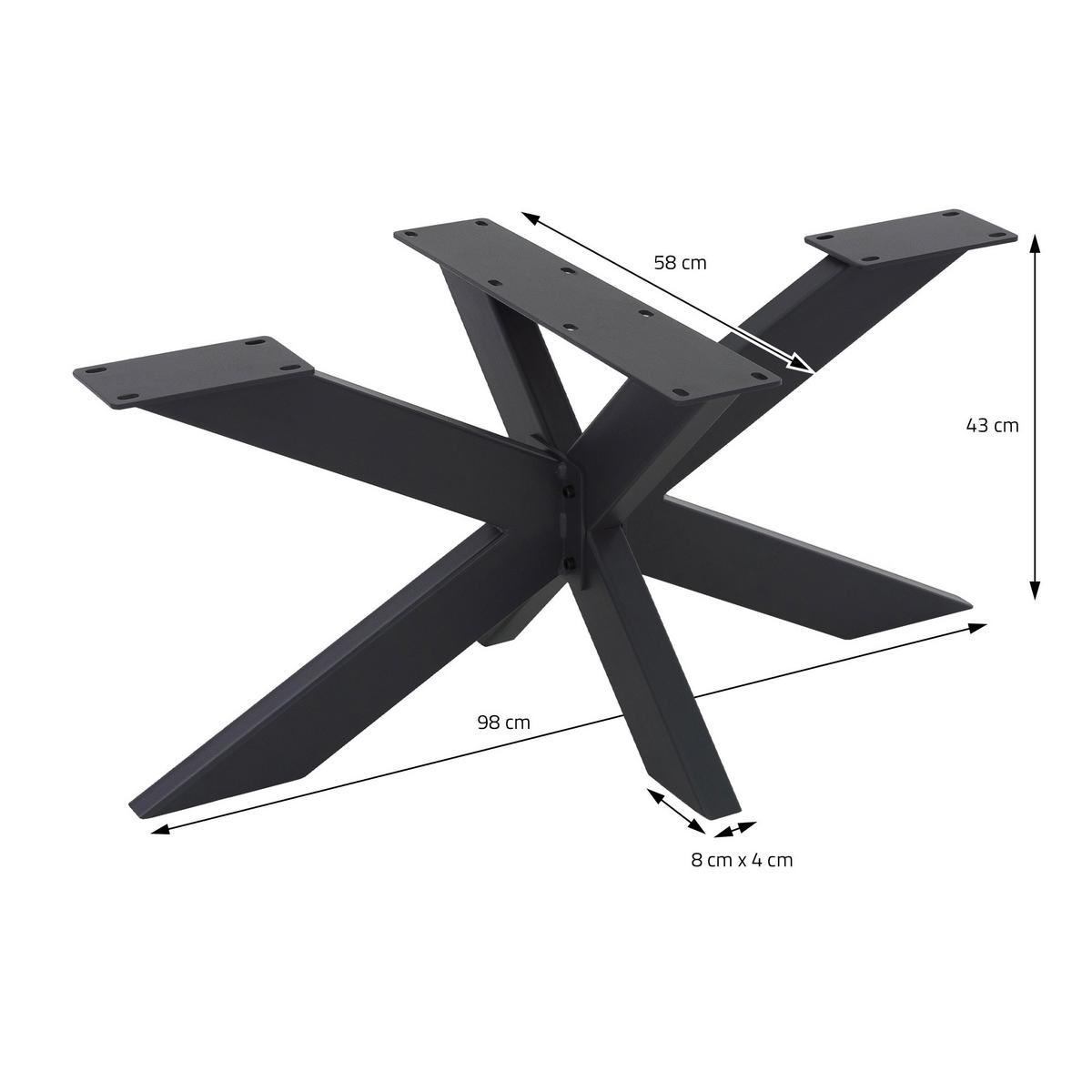 TISCHGESTELL Spider 98x58x43 cm Schwarz aus Stahl X-Design - Schwarz, Metall (98/43/58cm) - ML-DESIGN