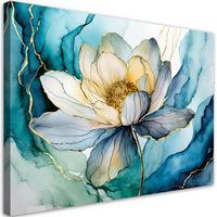 WANDBILD blume aquarell abstraktion - Blau, Textil (60/40cm) - Feeby
