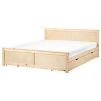 BETT mit 4 Schubladen 180/200 cm Kiefernholz Hellbraun Dauphin - Hellbraun, Holz (180/200cm) - Beliani