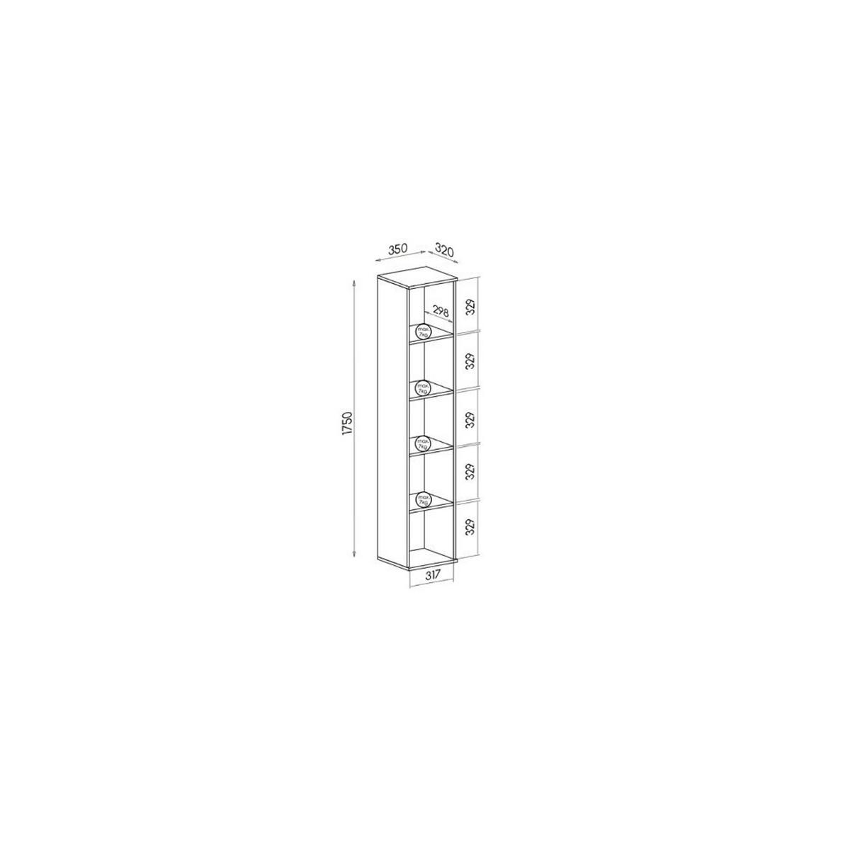 BÜCHERREGAL PALMERO 35/175/32 cm Wohnzimmerregal Hochschrank Regal Eichefarben - Eichefarben, Holzwerkstoff (35/175/32cm) - MASSENO
