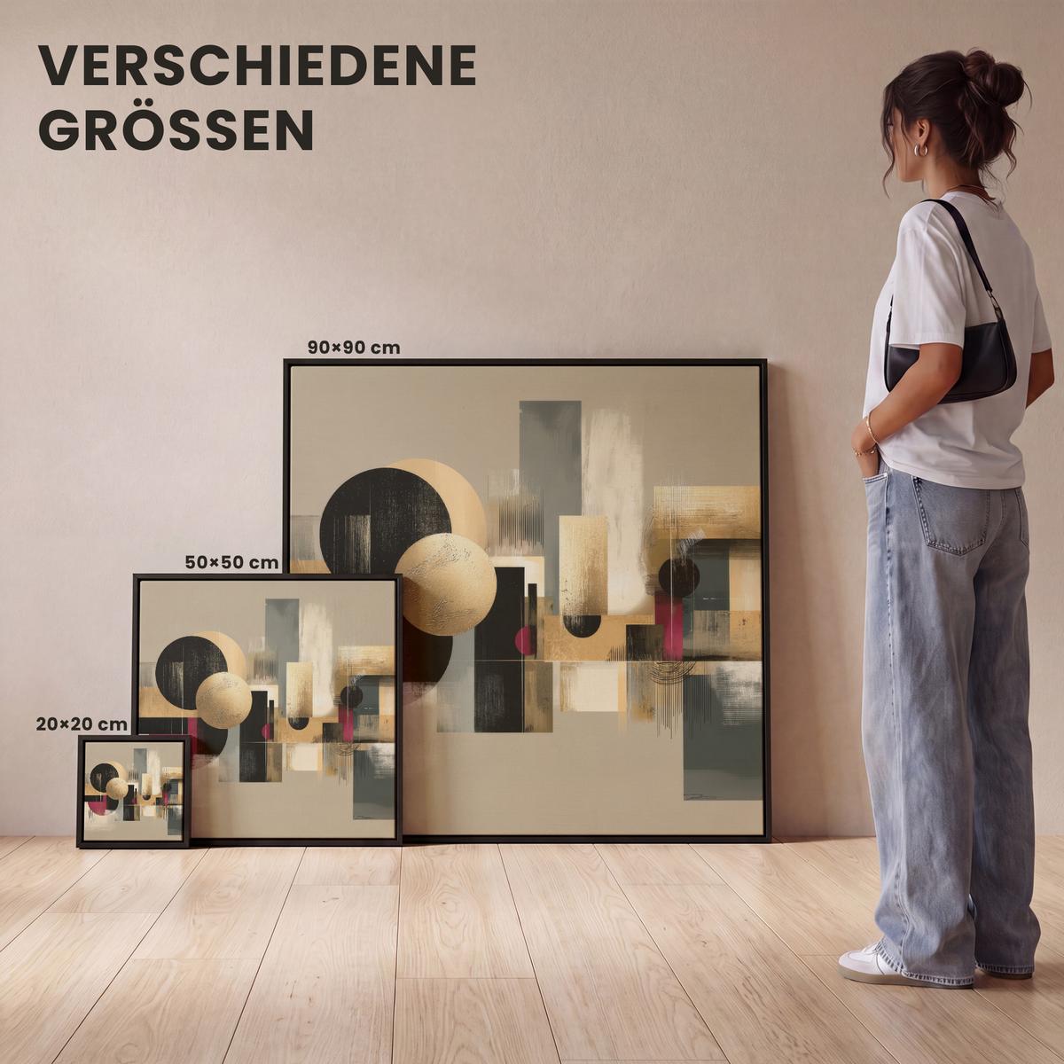 LEINWAND Bilder mit Rahmen - Abstrakt - Formen - Beige - Texturen - 20x20 - Beige, Textil (20/20cm) - MuchoWow