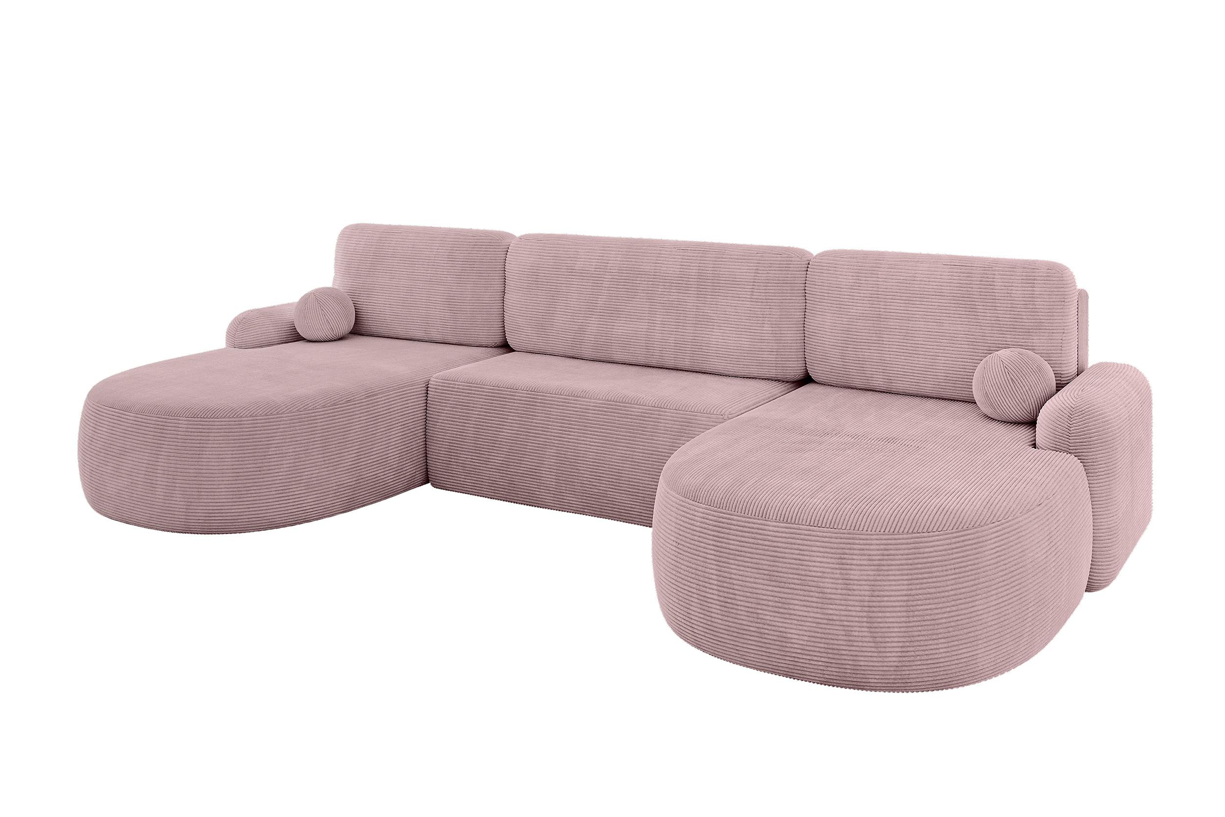 WOHNLANDSCHAFT mit Schlaffunktion und Bettkasten LIRA-U - 335x172x89 Rosa - Rosa, Holzwerkstoff/Textil (335/89/172cm) - ALTDECOR