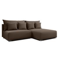 ECKSOFA L Form Ederra Braun 208/190/91 cm – großes Sofa mit Schlaffunktion R - Silberfarben/Braun, Textil/Metall (208/190cm) - AX Living