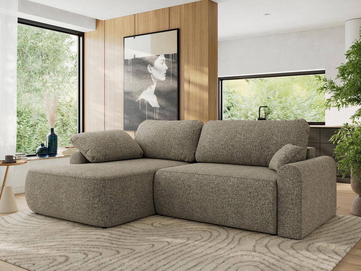 ECKSCHLAFSOFA CUBO L Grau Struktur - links - Schwarz/Grau, Kunststoff/Textil (273/187cm) - MKS