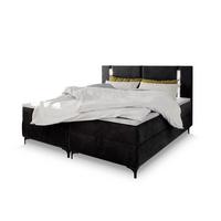 BOXBETT CEVANO 200x200 cm mit Matratze und Topper, H2+H3 - Grau - Grau, Holz (200/200cm) - MASSENO