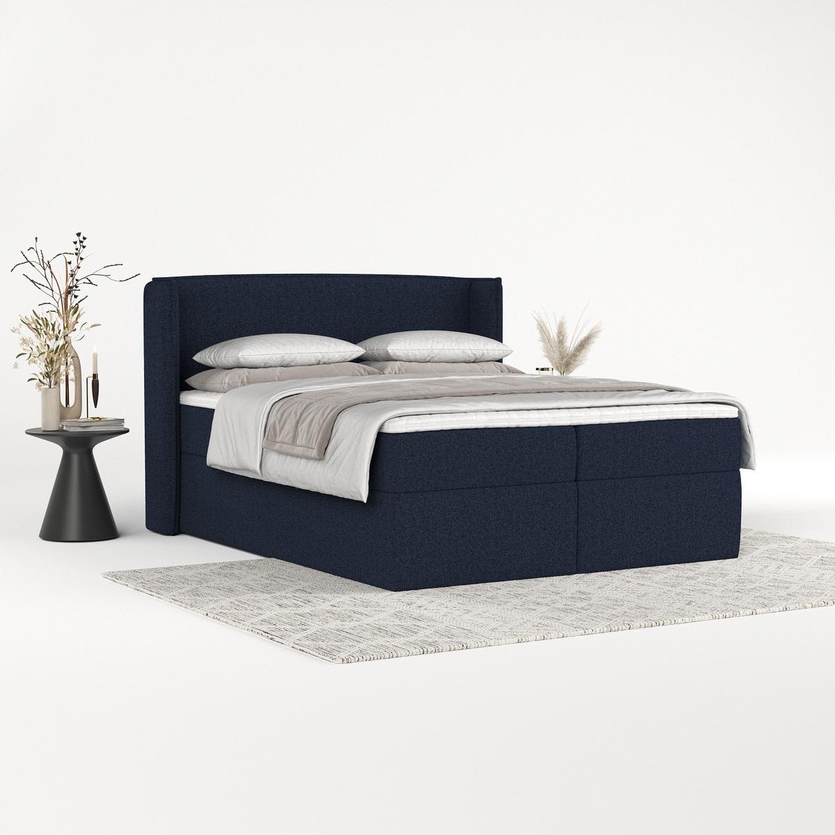 BOXBETT Viva 180/200 cm Marineblau im Riva Stoff - Schwarz/Dunkelblau, Holz/Holzwerkstoff (180/200cm) - AltaBeds