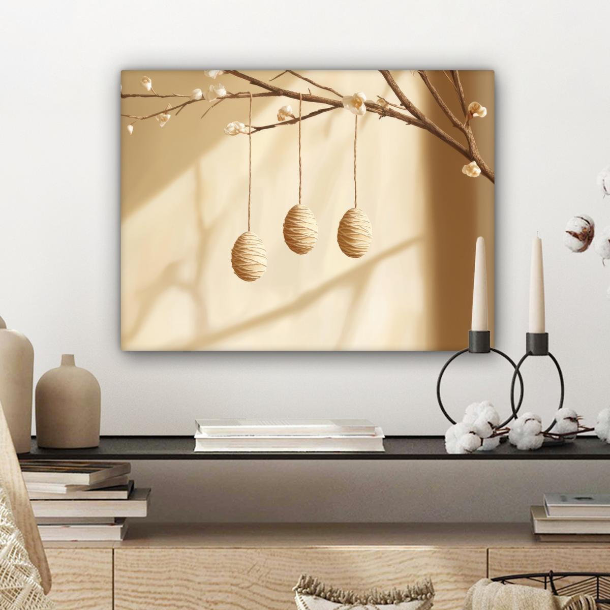 LEINWANDBILD Beige - Osterkuchen - Eier Wandbild 40x30 cm - Beige, Textil (40/30cm) - MuchoWow