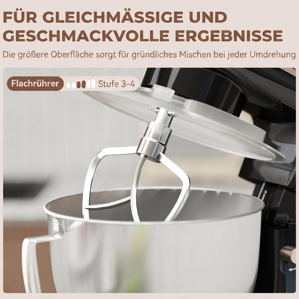 KÜCHENMASCHINE Edelstahl Kunststoff Beige - Schwarz, Metall (22/29/35cm) - HOMCOM