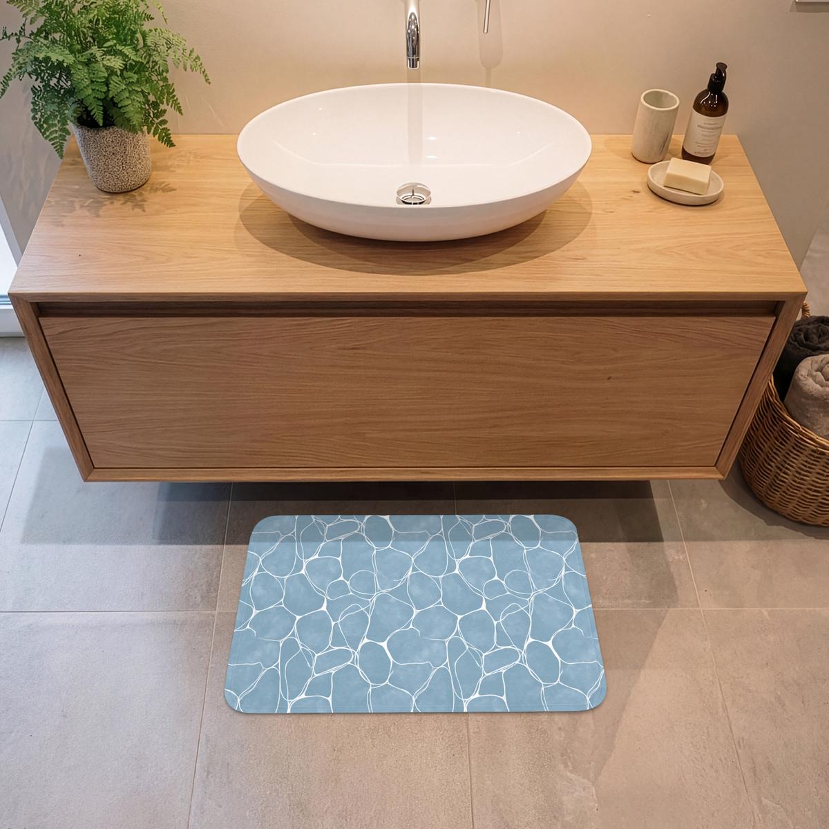 BADEMATTE Organisch - Muster - Blau 60x40 cm - Hellblau, Textil (60/40cm) - OnlyWow
