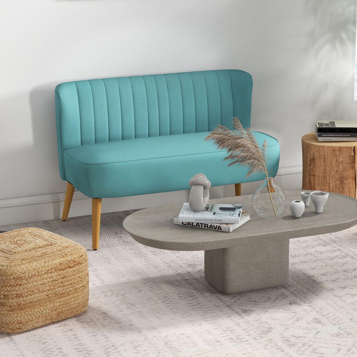 SOFA Textil Grün - Grün, Holz/Textil (56.5/77/117cm) - HOMCOM