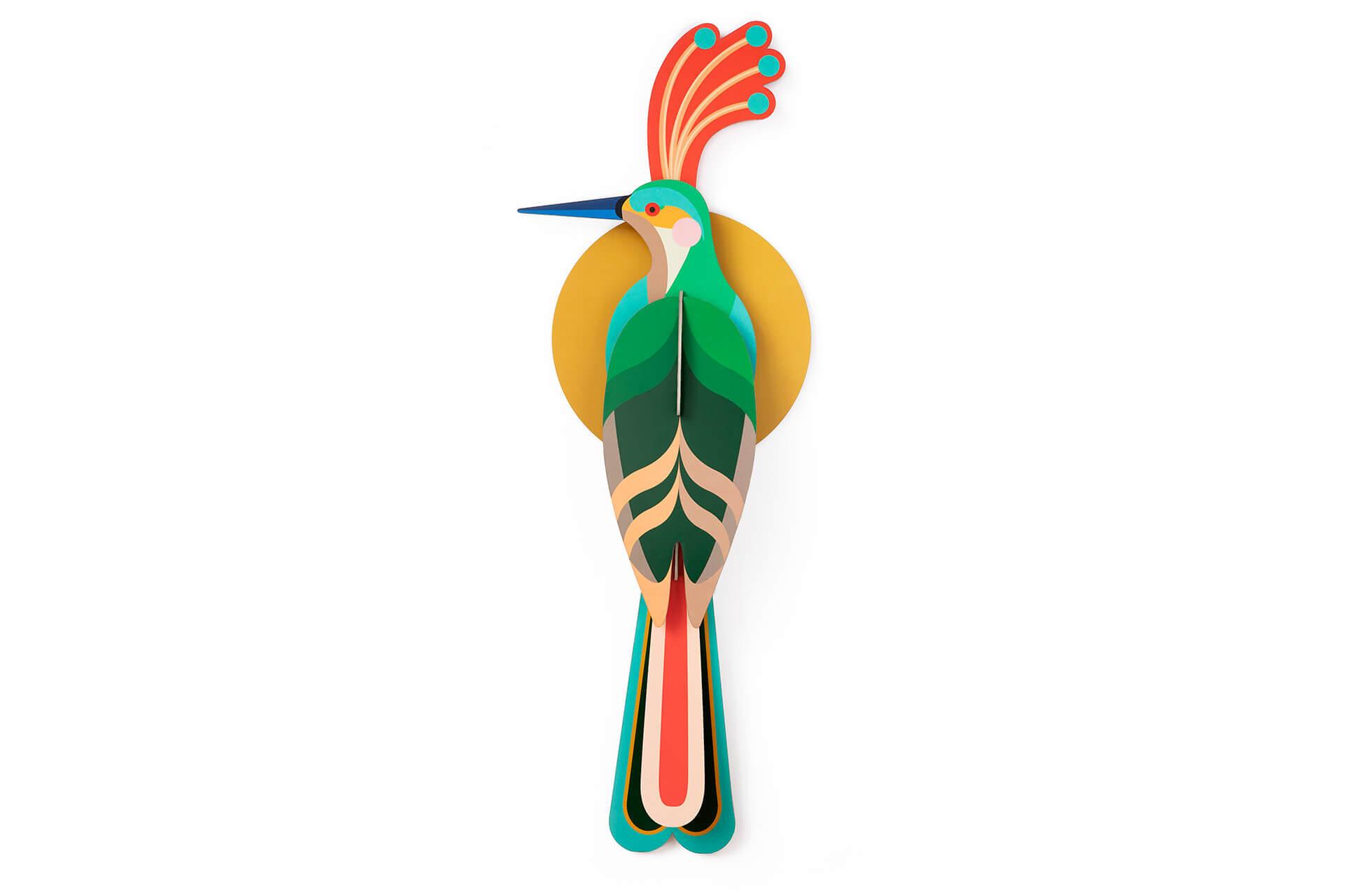 WANDDEKO Tropenvogel 33/9 cm - Pink/Grün, Wellpappe (33/9/87cm) - Studio Roof