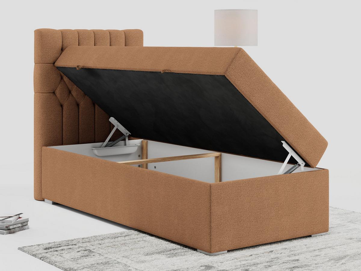 BOXBETT PERA 90/200 Orange Struktur - H3 - Links Seite - Orange, Holz/Textil (90/200cm) - MKS