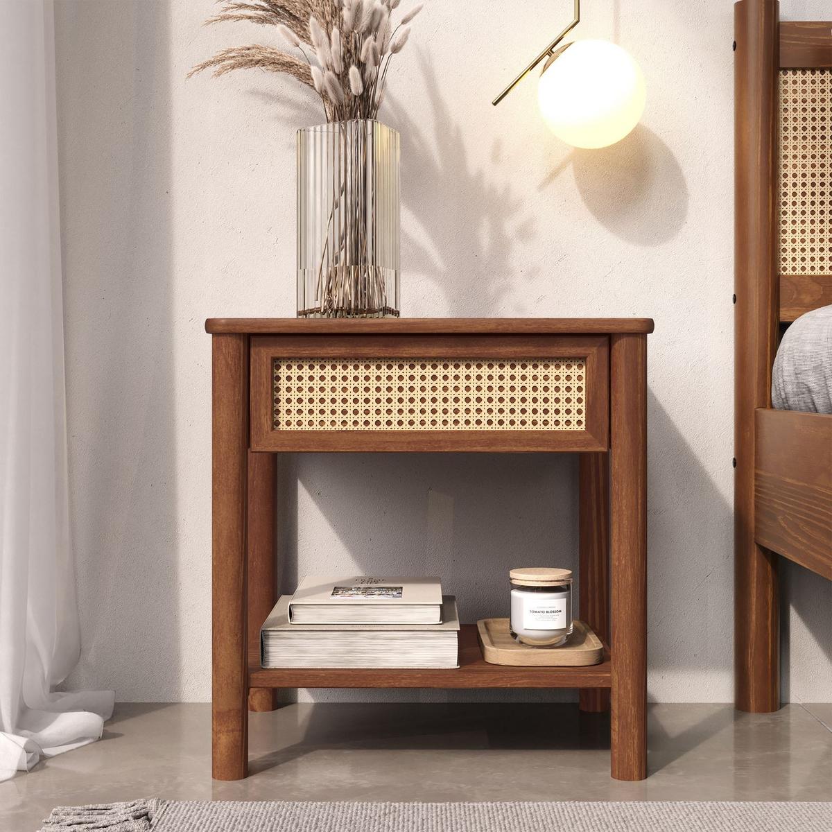 NACHTKOMMODE CEFIRA Kastanie - Kastanienfarben, Holz (50/51/41cm) - IDIMEX