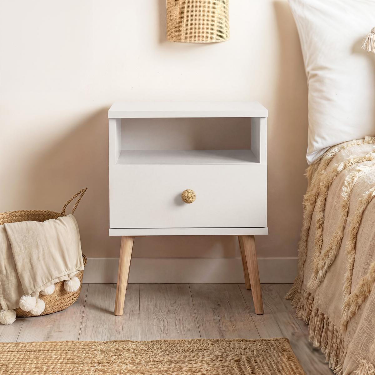 NACHTSCHRANK VALERIO 44/31/56 cm Weiß - Weiß, Naturmaterialien/Holzwerkstoff (44/55.5/31cm) - Idohome