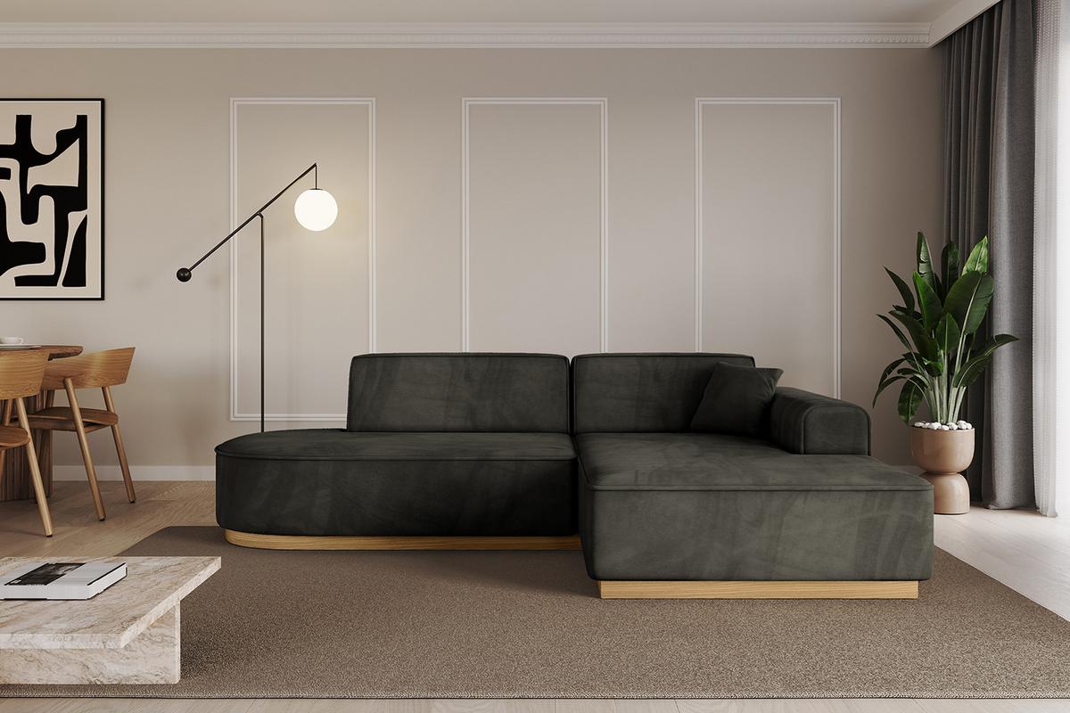 ECKSOFA Ottomane Rechts IREA-L1-v2 - 232x165x80 cm Schwarz - Schwarz, Holzwerkstoff/Textil (232/165cm) - ALTDECOR