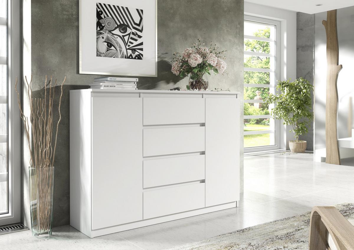 KOMMODE Weiß 139/102/39 - Weiß, Holzwerkstoff (139/102/39cm) - RAUMHIRSCH FURNITURE