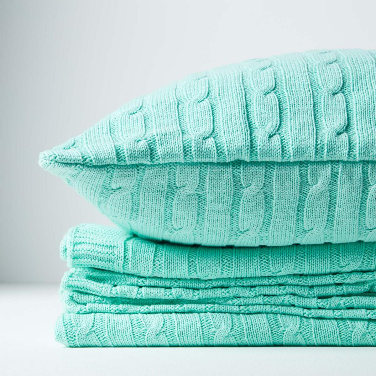 KISSENHÜLLE Zopfmuster 45/45 cm - Mintgrün, Textil (45/45cm) - Homescapes