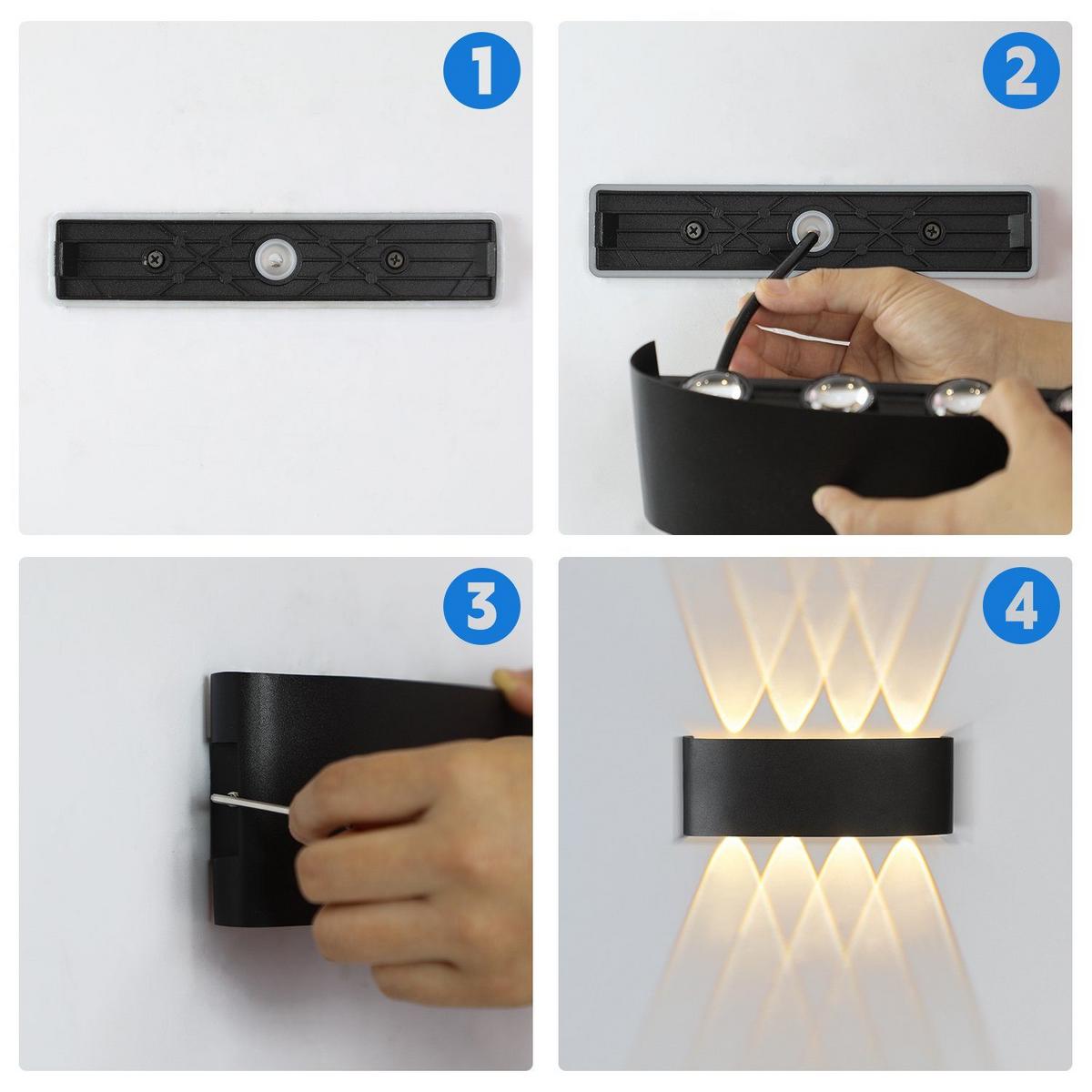 LED WANDLEUCHTE Herz - Schwarz, Metall (5/8/22cm) - Nettlife